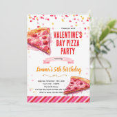 Valentijnsdag Pizza Feest uitnodiging (Staand voorkant)