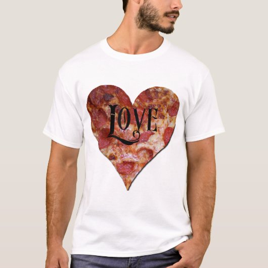 Valentijnsdag Pizza Love T-shirt (Voorkant)