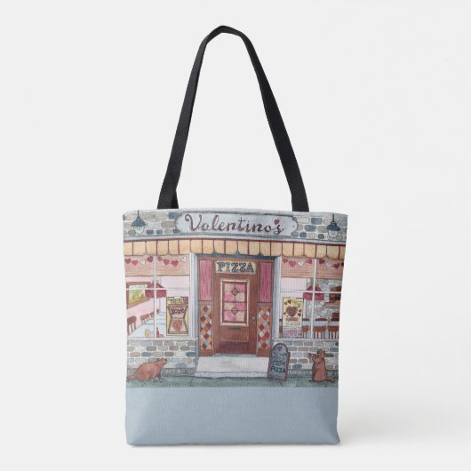 Valentijnsdag Pizza Waterverf Canvas tas (Achterkant)