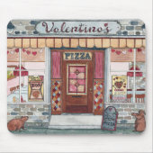 Valentijnsdag Pizza Waterverf Muismat (Voorkant)