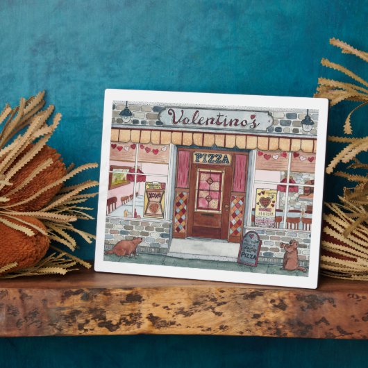 Valentijnsdag Pizza WinkelWaterverf Fotoplaat (Zijkant)