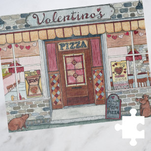 Valentijnsdag Pizza WinkelWaterverf Legpuzzel