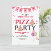 Valentijnsdag Pizzafeest Uitnodiging (Staand voorkant)