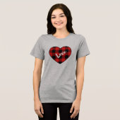 Valentijnsdag Plaid Love Hart vrouwen T-shirt (Voorkant volledig)