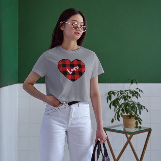 Valentijnsdag Plaid Love Hart vrouwen T-shirt