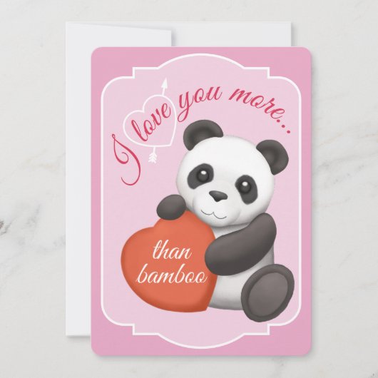 Valentijnsdag Plat Kaart Cute Panda (Voorkant)