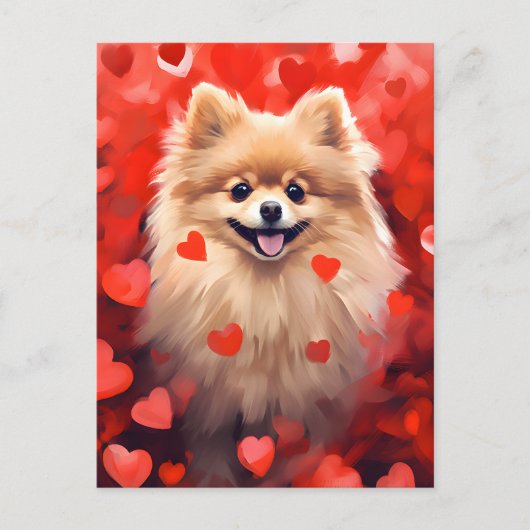 Valentijnsdag Pomeranian Briefkaart (Voorkant)