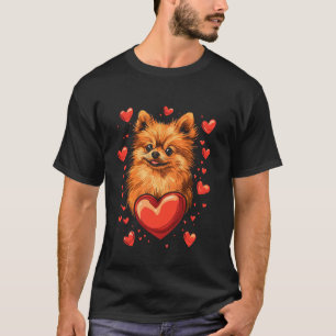 Valentijnsdag Pomeranian Hond Vector T-shirt
