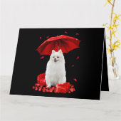 Valentijnsdag Pommeren Umbrella Heart Puppy Dog Kaart (Gele Bloem)