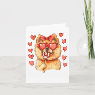 Valentijnsdag Pommerse hond met Lollipop hart Kaart