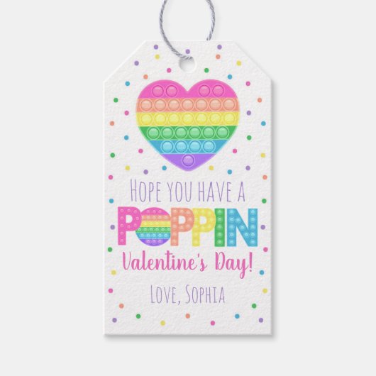 Valentijnsdag Pop Het Gift Label, Poppin Valentijn Cadeaulabel (Voorkant)