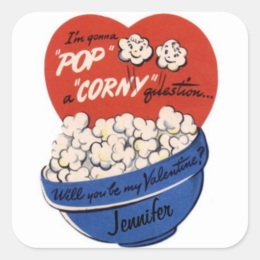 Valentijnsdag Popcorn Etiket Etiket Eigen Sticker (Voorkant)