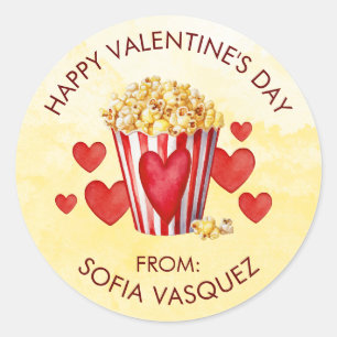 Valentijnsdag Popcorn Treats Favors School Kinder Ronde Sticker