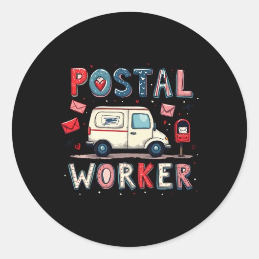 Valentijnsdag Postbode Mail Truck Valentijn Ronde Sticker (Voorkant)