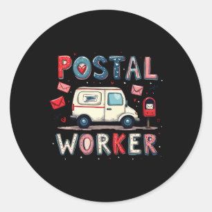Valentijnsdag Postbode Mail Truck Valentijn Ronde Sticker