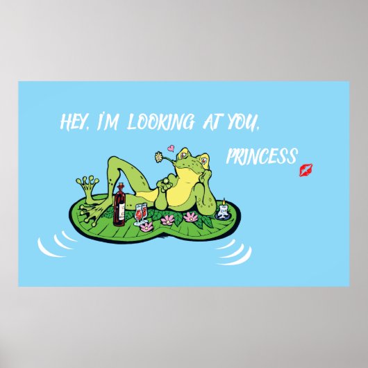 Valentijnsdag Poster Love Funny Princess Frog (Voorkant)