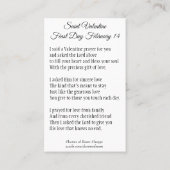 Valentijnsdag Prayer Heilige Kaart met Heilige Sto Visitekaartje (Achterkant)