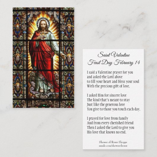 Valentijnsdag Prayer Heilige Kaart met Heilige Sto Visitekaartje (Voorkant / Achterkant)