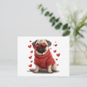 Valentijnsdag Pug Dog Briefkaart (Staand voorkant)