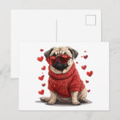 Valentijnsdag Pug Dog Briefkaart (Voorkant / Achterkant)