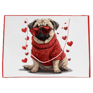 Valentijnsdag Pug Dog Groot Cadeauzakje