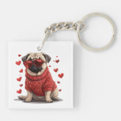 Valentijnsdag Pug Dog Sleutelhanger (Achterkant)