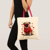 Valentijnsdag Pug Dog Tote Bag (Voorkant (product))