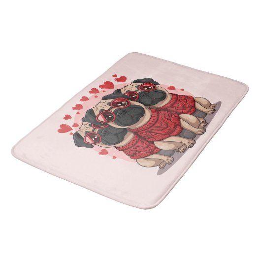 Valentijnsdag Pug Dogs Badmat (Gekanteld)