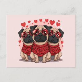 Valentijnsdag Pug Dogs Briefkaart