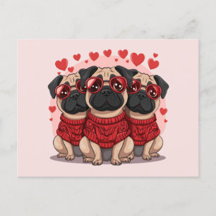Valentijnsdag Pug Dogs Briefkaart