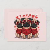 Valentijnsdag Pug Dogs Briefkaart (Voorkant / Achterkant)