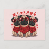 Valentijnsdag Pug Dogs Briefkaart (Voorkant)