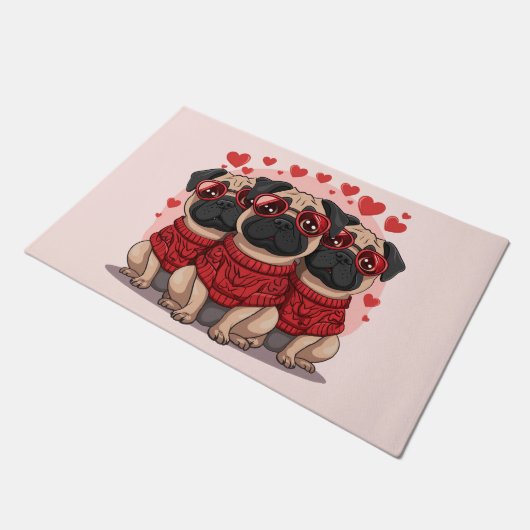 Valentijnsdag Pug Dogs Deurmat (Schuin)