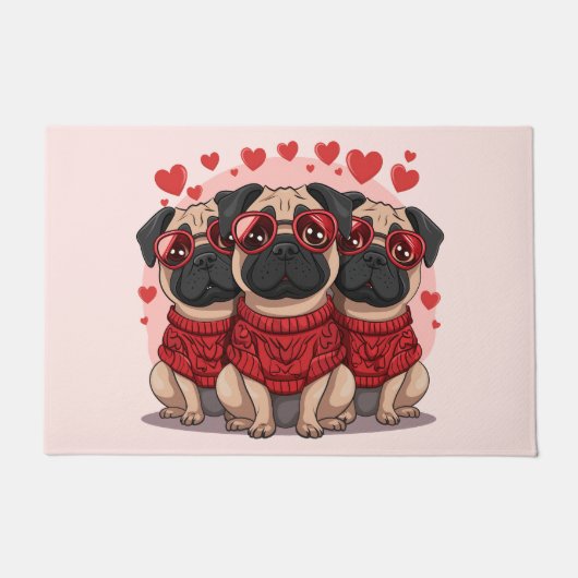 Valentijnsdag Pug Dogs Deurmat (Voorkant)
