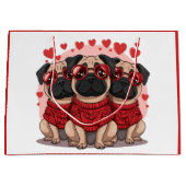 Valentijnsdag Pug Dogs Groot Cadeauzakje (Voorkant)