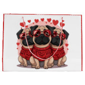 Valentijnsdag Pug Dogs Groot Cadeauzakje (Achterkant)