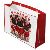 Valentijnsdag Pug Dogs Groot Cadeauzakje (Achterkant Gekanteld)