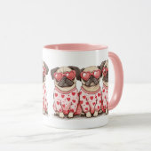 Valentijnsdag Pug Dogs Mok (Voorkant rechts)