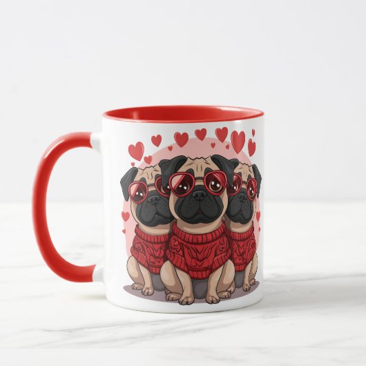Valentijnsdag Pug Dogs Mok (Links)