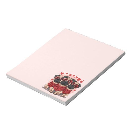 Valentijnsdag Pug Dogs Notitieblok (Linkerzijde)