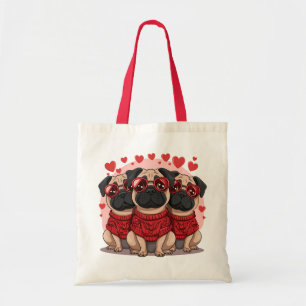 Valentijnsdag Pug Dogs Tote Bag