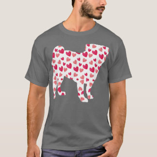 Valentijnsdag Pug Hearts Puppy Hondenliefhebber T-shirt