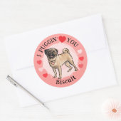 Valentijnsdag Pug-liefde roze harten sticker set (Envelop)
