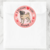 Valentijnsdag Pug-liefde roze harten sticker set (Tas)