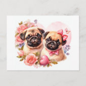 Valentijnsdag Pugs Briefkaart (Voorkant)