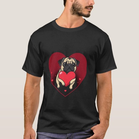 Valentijnsdag Pugs Hart T-shirt (Voorkant)