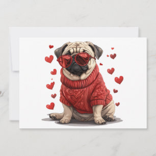 Valentijnsdag Pugs Hond Feestdagenkaart