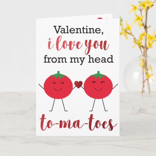 Valentijnsdag Pun Ik Hou Van Jou Tomaten Kaart (Gele Bloem)