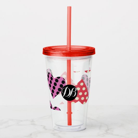 Valentijnsdag Punk gekleurd hartenmonogram Acryl Drinkbeker (Voorkant)