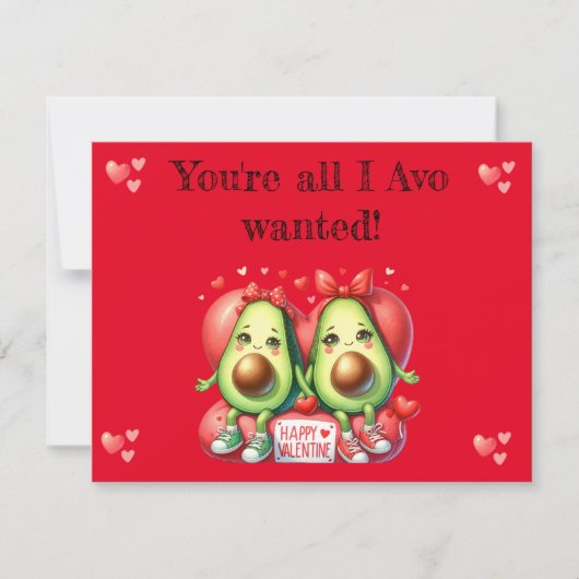 Valentijnsdag: Punny. avocado Feestdagenkaart (Voorkant)